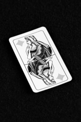 Queen of diamonds. Black and white, high contrast shot of an italian or french playing card.