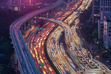 Fototapeta na wymiar Jakarta Traffic at night
