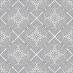 Vector pattern with symmetrical elements . Repeating geometric tiles from striped elements.large black pattern .