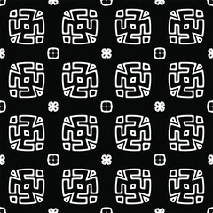 Vector seamless pattern. Modern stylish texture. Composition from regularly repeating geometrical elements. Vector illustrations. Black and white pattern.
