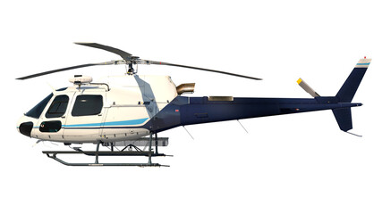 Helicopter 2- Lateral view white background 3D Rendering Ilustracion 3D