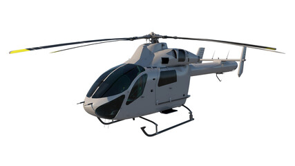 Fototapeta na wymiar Helicopter 3- Perspective F view white background 3D Rendering Ilustracion 3D