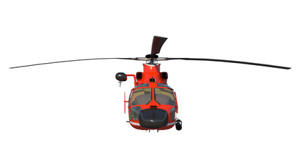 Rescue Helicopter 1- Front view white background 3D Rendering Ilustracion 3D
