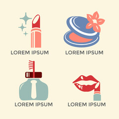 Set of Beauty Woman Fashion and Cosmetics Badges