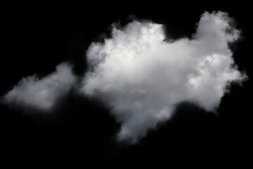 white fluffy clouds isolated on a black background, clipart