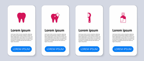 Set Mouthwash, Dental floss, Tooth whitening and . Business infographic template. Vector