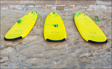 Yellow paddle boards