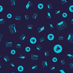 Set Video chat conference, and Speaker volume on seamless pattern. Vector