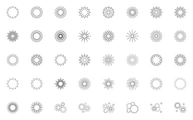 set of firework line icons, celebration, firecracker