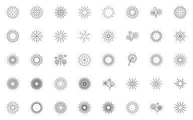 set of firework line icons, celebration, firecracker