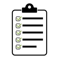 Check list , checklist flat web icon isolated on white background. Mark symbol, document report test, vector illustration