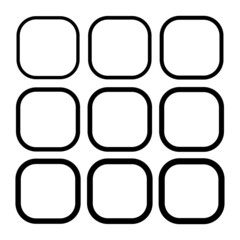 Set of empty frame, collection of outline border design isolated on white background. Black line illustration