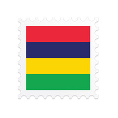 Mauritius flag postage stamp on white background. Vector illustration eps10.