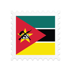 Mozambique flag postage stamp on white background. Vector illustration eps10.