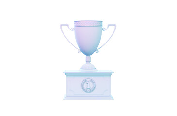 trophy goblet on pedestal - tournament achievement sign, isolated - object 3D rendering
