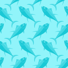 Tuna pattern seamless. tunny Seafood fish background. vector texture
