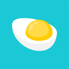 Boiled egg. Half an egg isolated. food vector illustration