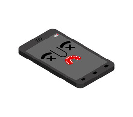 Dead phone. battery of smartphone has run out. gadget is not working