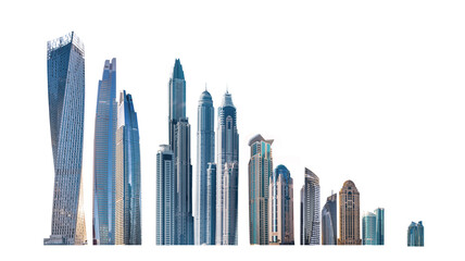 Fototapeta na wymiar Modern City illustration isolated at white with space for text. Success in business, international corporations concept, Skyscrapers, banks and office buildings.