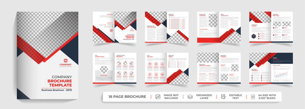 16 pages corporate modern bifold business proposal business brochure annual report company profile template design
