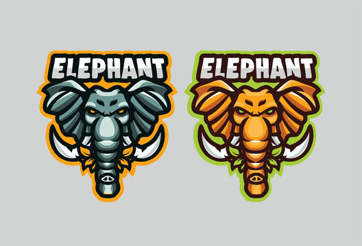 elephant illustration logo gaming for team and brands