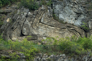 close up of a fold rock formation