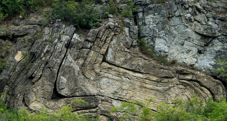 close up of a fold rock formation