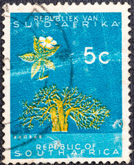 REPUBLIC OF SOUTH AFRICA - CIRCA 1961: A stamp printed in Republic of South Africa shows image of a...