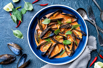 Mussels in Thai Red Curry Sauce