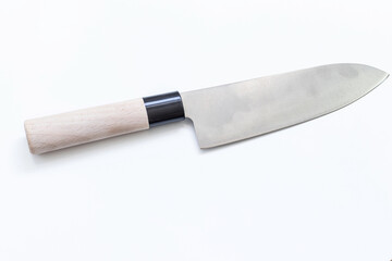 Kitchen Japanese Knife Stainless Steel on white background isolated