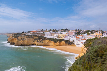 Fototapeta na wymiar scenic view to romantic fishermen village carvoeiro at the Algarve in Portugal