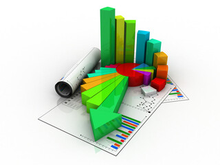 3d rendering Stock market online business concept. business Graph 