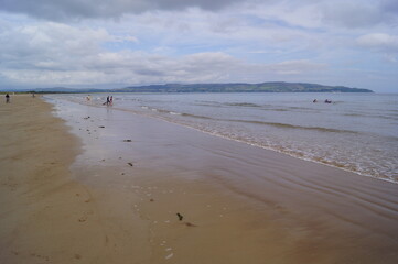 Panoramic view of Benone Strand in the Causeway Coast, County Londonderry, Northern Ireland (UK)