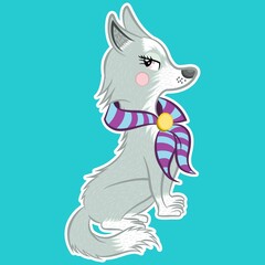 Fototapeta na wymiar cute illustration of fox with colorful scarf