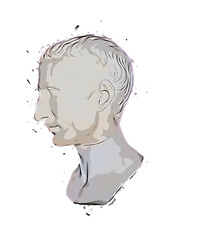 Illustration of a bust of the Roman Emperor Julius Caesar