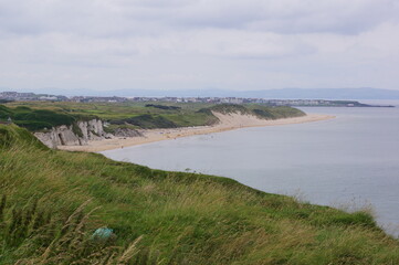 Panoramic view of the Whiterocks Beach in Portrush, Northern Ireland (UK)