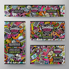 Obraz premium Cartoon vector doodle set of Designer corporate identity template