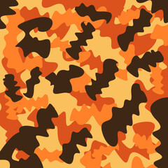 abstract orange camouflage stripes seamless pattern military vector illustration
