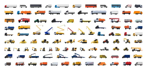 Foto op Canvas Vector collection of auto special equipment. Heavy industry vehicles. © Marina