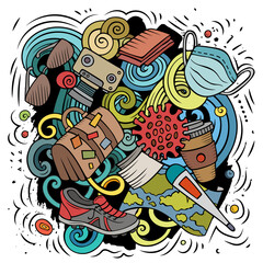 Fototapeta premium Traveling vector doodles illustration.