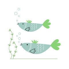 children's illustration fish underwater world