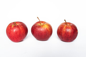 Healthy food concept - fresh fruits and apples and weight loss on a white background. Calorie counting, top view, banner, website, flat lay, isolated.
