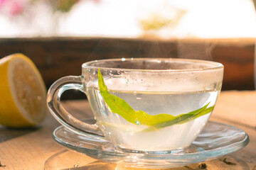 Clear cup of  a warm 