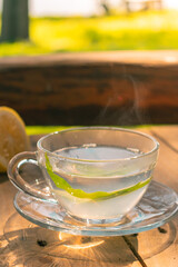 Clear cup of  a warm 