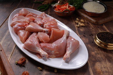 Raw chicken biriyani cut without skin
