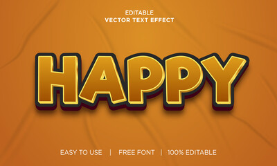 Happy 3d editable text effect Premium Vector