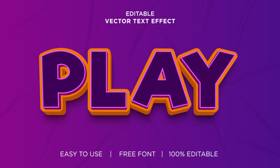 Play 3d editable text effect Premium Vector