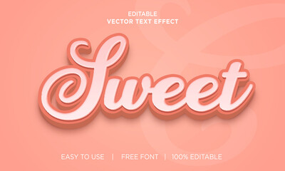 Sweet 3d editable text effect Premium Vector