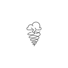 Thunder storm with tornado. Vector icon template