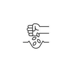 Sower seeds plant, agriculture garden. Vector icon template